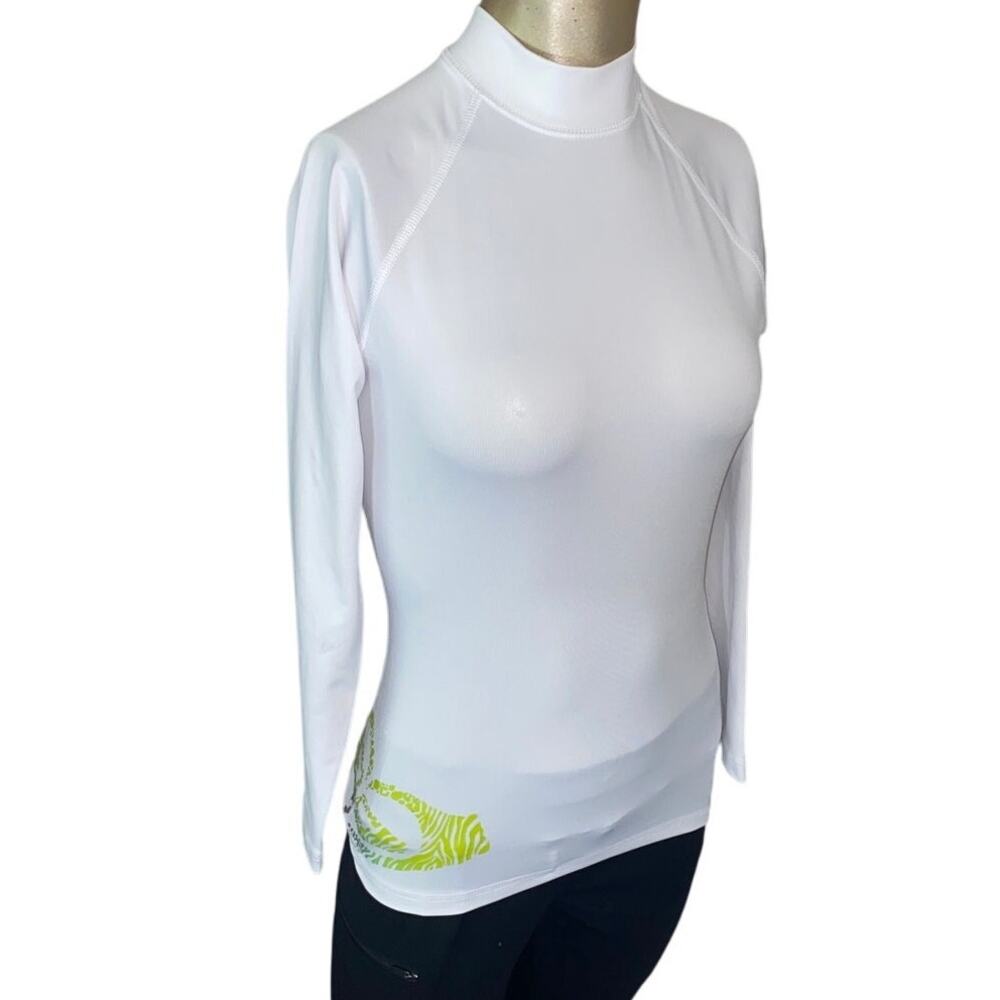 ROXY Women Size 8 Top Rashguard UV Tech Mock Neck Long Sleeve Shirt White